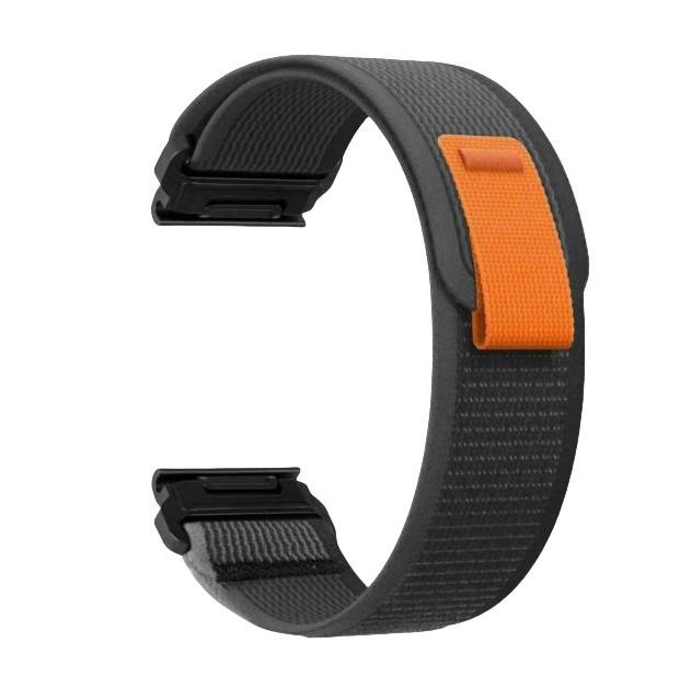 Schnellverschluss-Nylonarmband für Garmin Fenix 8/7X Pro/6X5X965 Black+Grey 26 mm