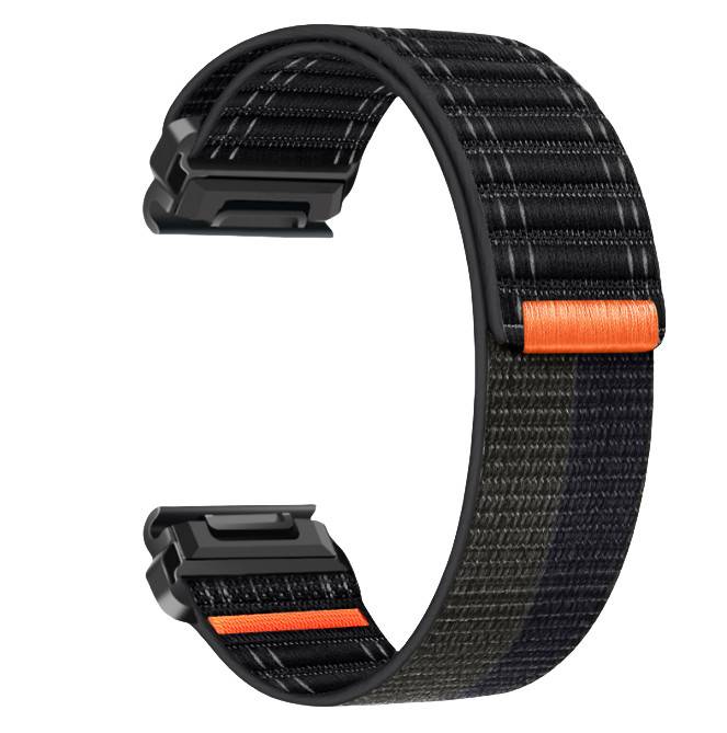Nylon-Uhrenarmband für Garmin Fenix 8/567X/pro/Epix 935/965 Black+Grey 22 mm