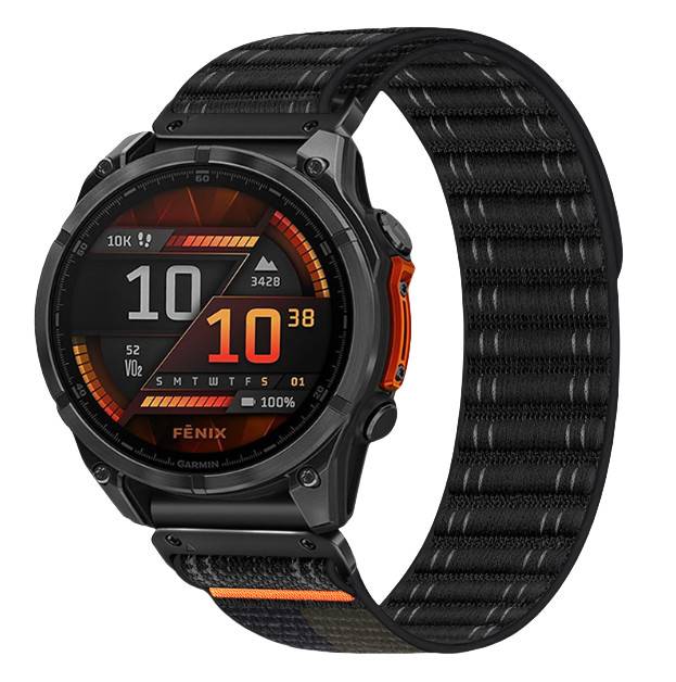 Nylon-Uhrenarmband für Garmin Fenix 8/567X/pro/Epix 935/965 Black+Grey 22 mm