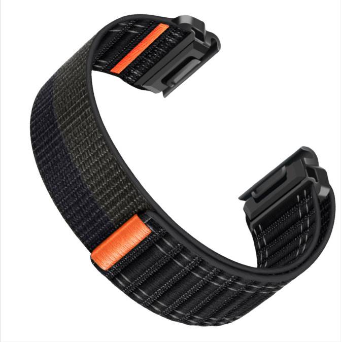 Nylon-Uhrenarmband für Garmin Fenix 8/567X/pro/Epix 935/965 Black+Grey 22 mm