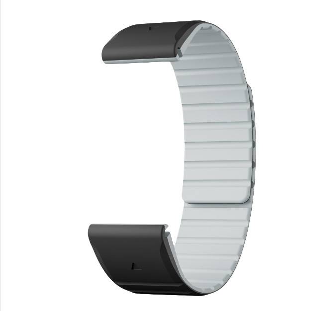 Garmin Fenix Armband, Magnetisches Silikon Uhrenarmband Kompatibel mit Fenix 8/7/6/5 Black+Grey 22 mm