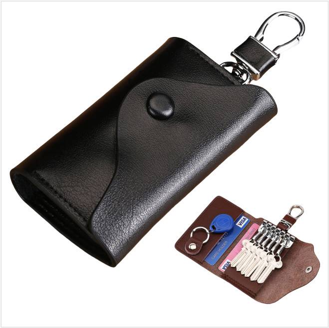 Multifunktionaler Leder-Autoschlüsselhalter Black