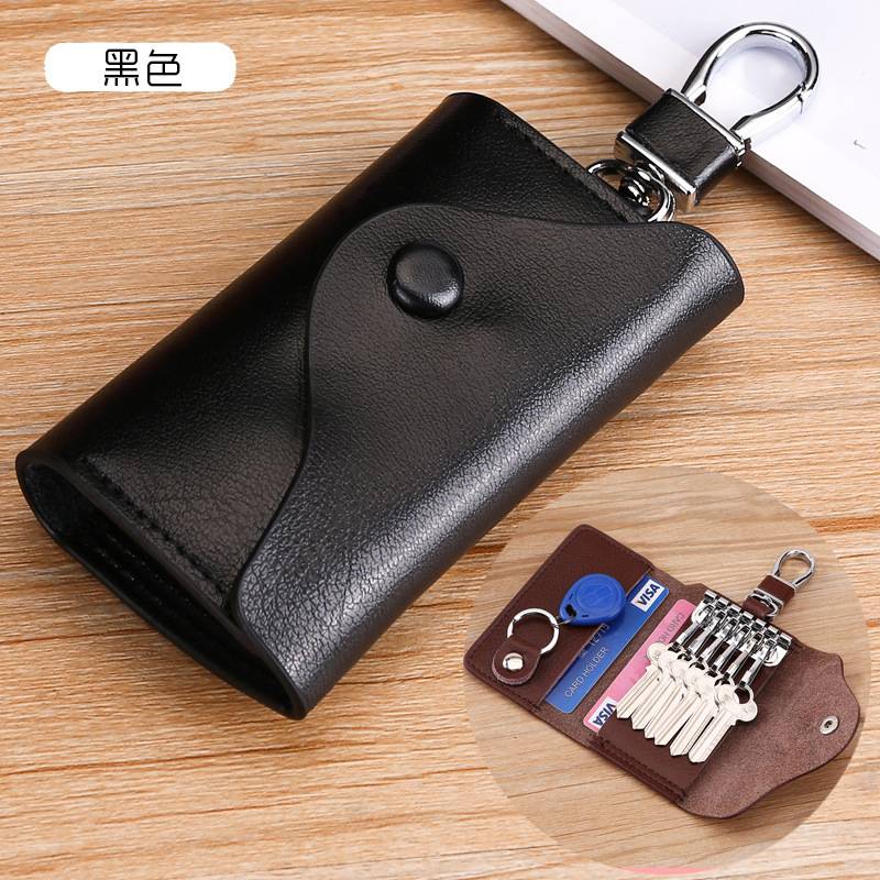Multifunktionaler Leder-Autoschlüsselhalter Black