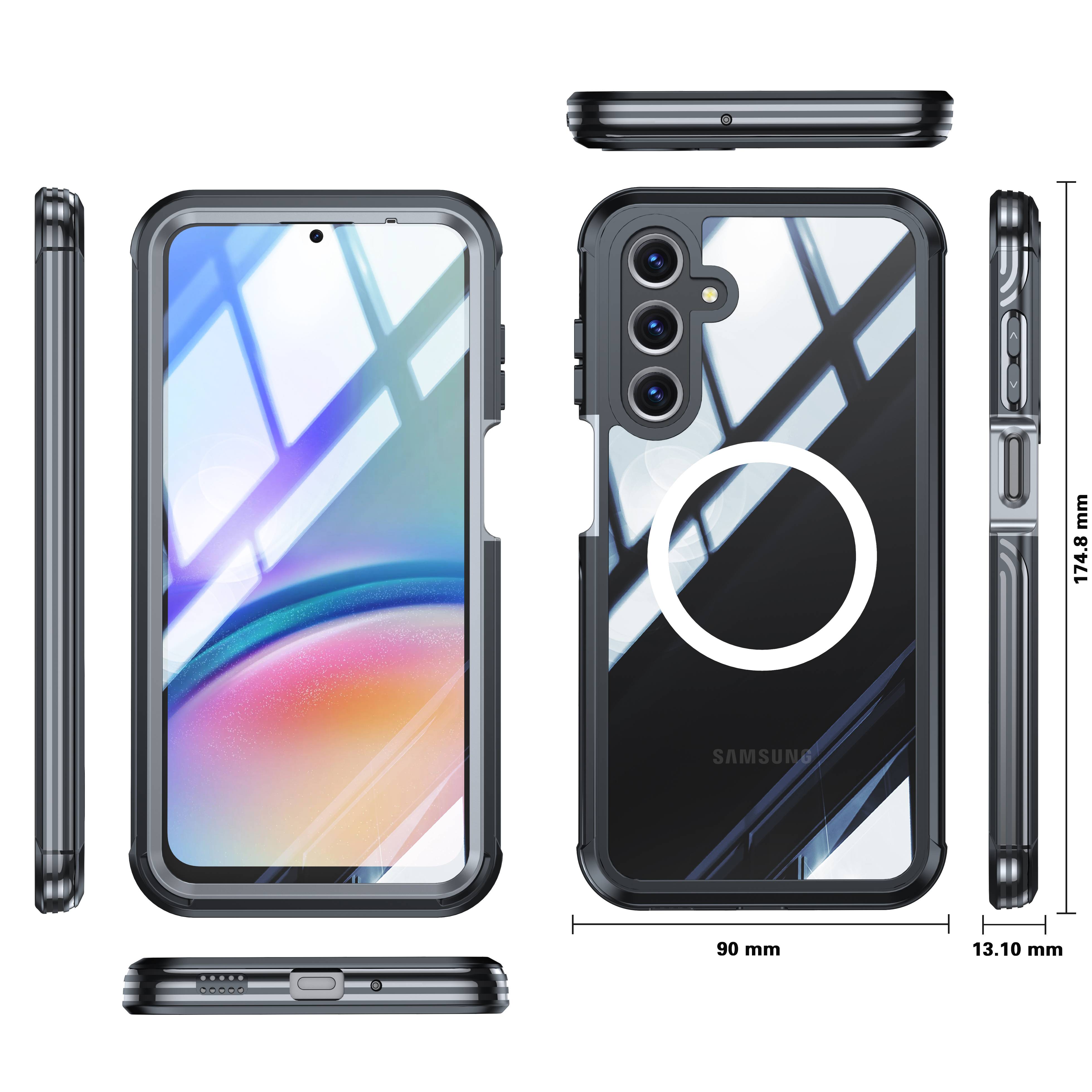 A16 Handyhülle, 9H gehärtetes Glas – 360°-Schutz BlackAsh