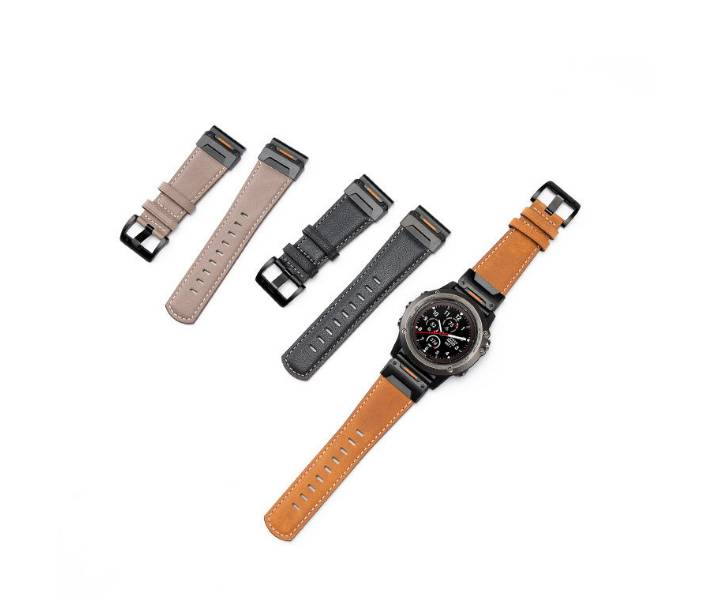 Uhrenarmband aus echtem Leder für Garmin Fenix 8/7X/7/6/5/965 Black 26 mm