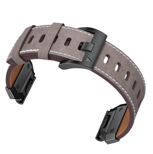 Uhrenarmband aus echtem Leder für Garmin Fenix 8/7X/7/6/5/965 Gray 26 mm
