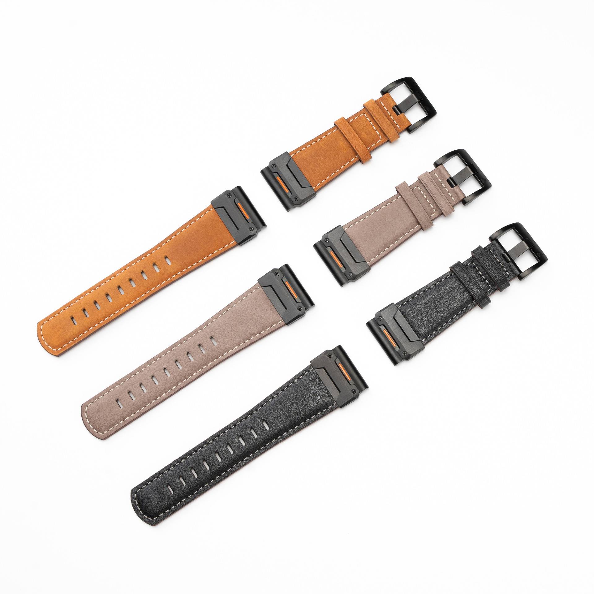 Uhrenarmband aus echtem Leder für Garmin Fenix 8/7X/7/6/5/965 Gray 26 mm