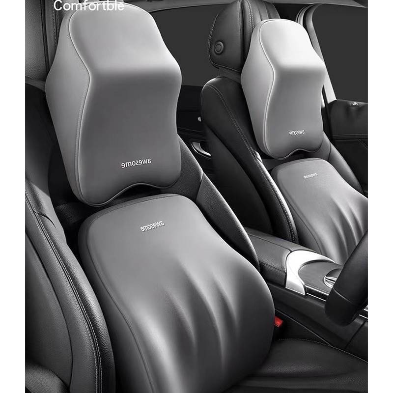 Auto-Nackenkissen und Lordosenstütze-Set Grey