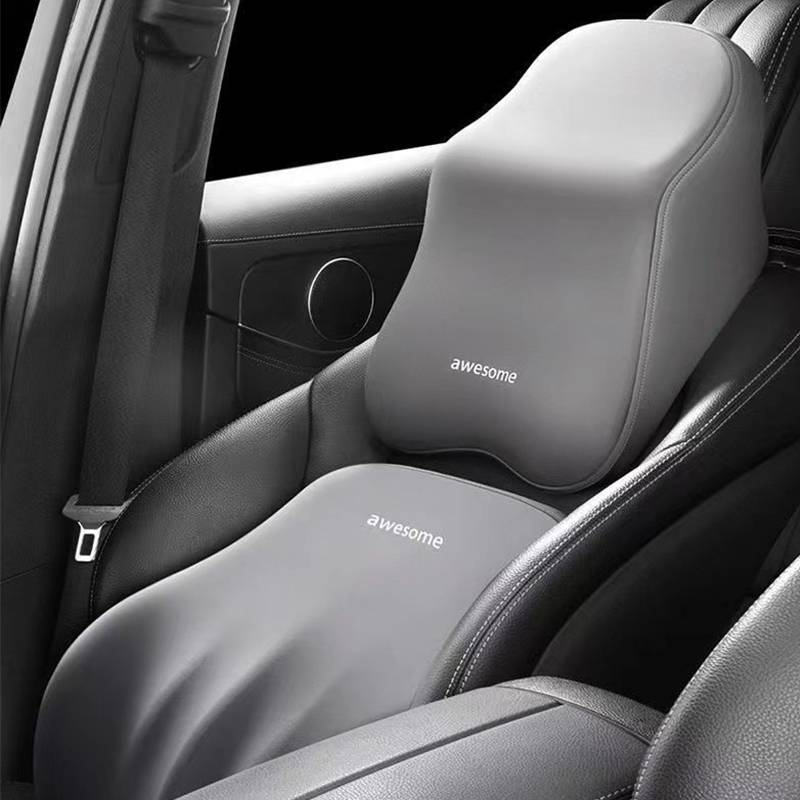 Auto-Nackenkissen und Lordosenstütze-Set Grey