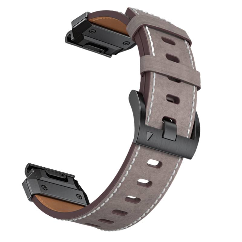 Uhrenarmband aus echtem Leder für Garmin Fenix 8/7X/7/6/5/965 Gray 22 mm