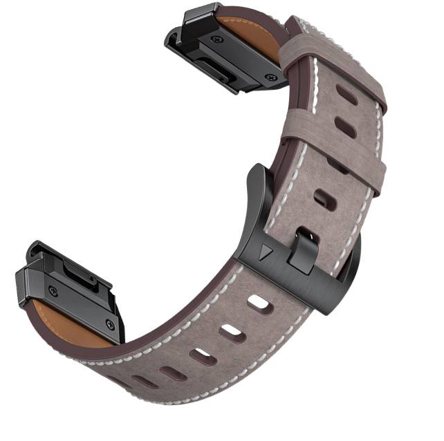 Uhrenarmband aus echtem Leder für Garmin Fenix 8/7X/7/6/5/965 Gray 22 mm