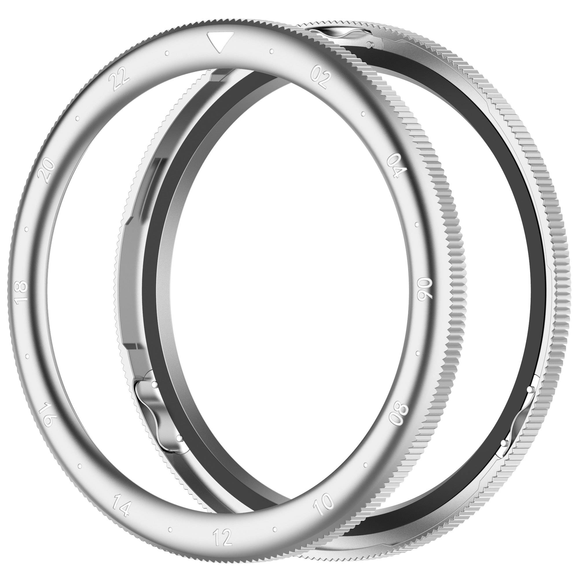 Edelstahl-Uhrenlünette für Xiaomi Watch S4/S3 Duale Zeitzone silber-weiß