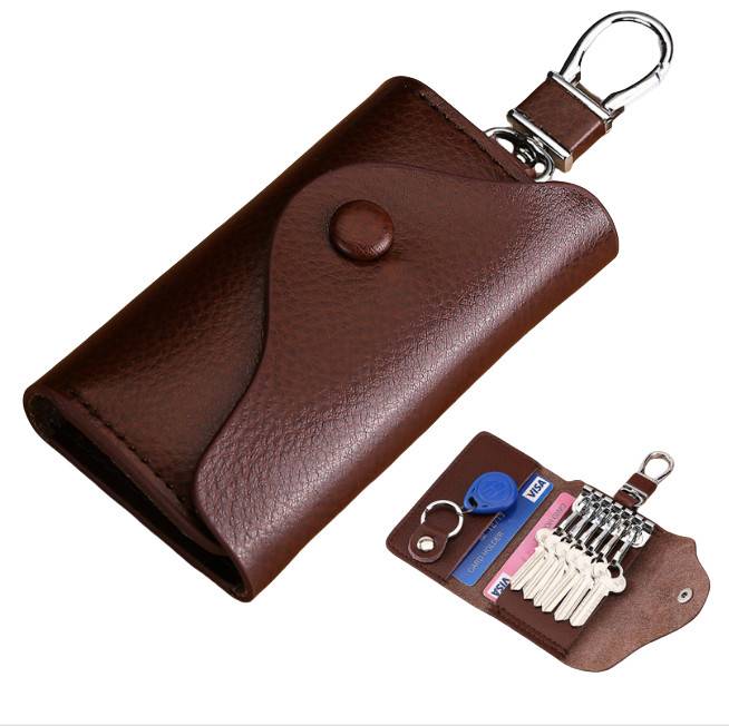 Multifunktionaler Leder-Autoschlüsselhalter Brown