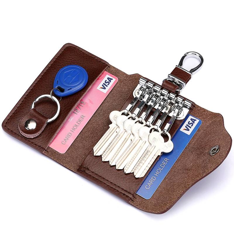 Multifunktionaler Leder-Autoschlüsselhalter Brown