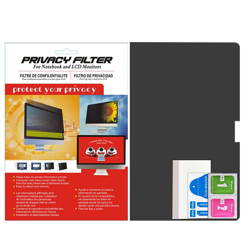 Privatsphäre-Bildschirmschutzfolie für 16 inch 16:10 Laptops — Vollflächige PET-Folie, Antireflex, Anti-Fingerprint, Kratzschutz, Schwarz Transpa