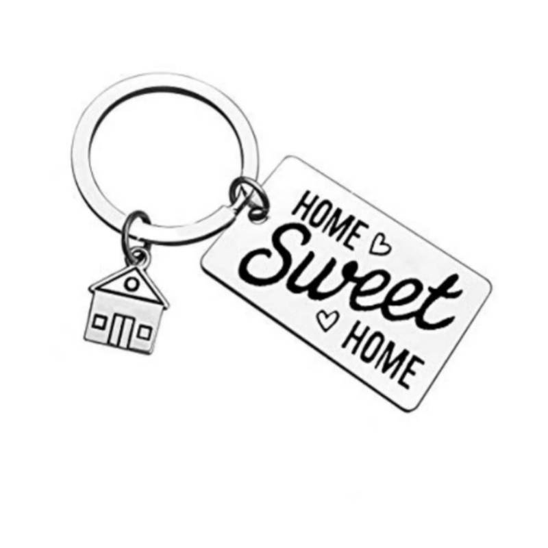 Schlüsselanhänger „New Home“ aus Edelstahl, Einweihungsgeschenk Silver