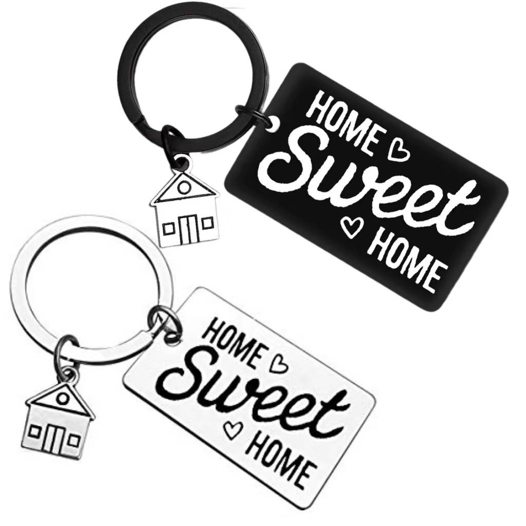 Schlüsselanhänger „New Home“ aus Edelstahl, Einweihungsgeschenk Silver
