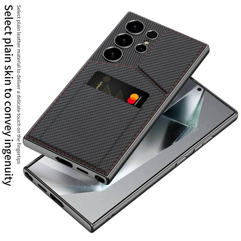 Hülle mit magnetischem Kartenhalter für Samsung Carbon fiber texture Samsung Galaxy S23 Ultra