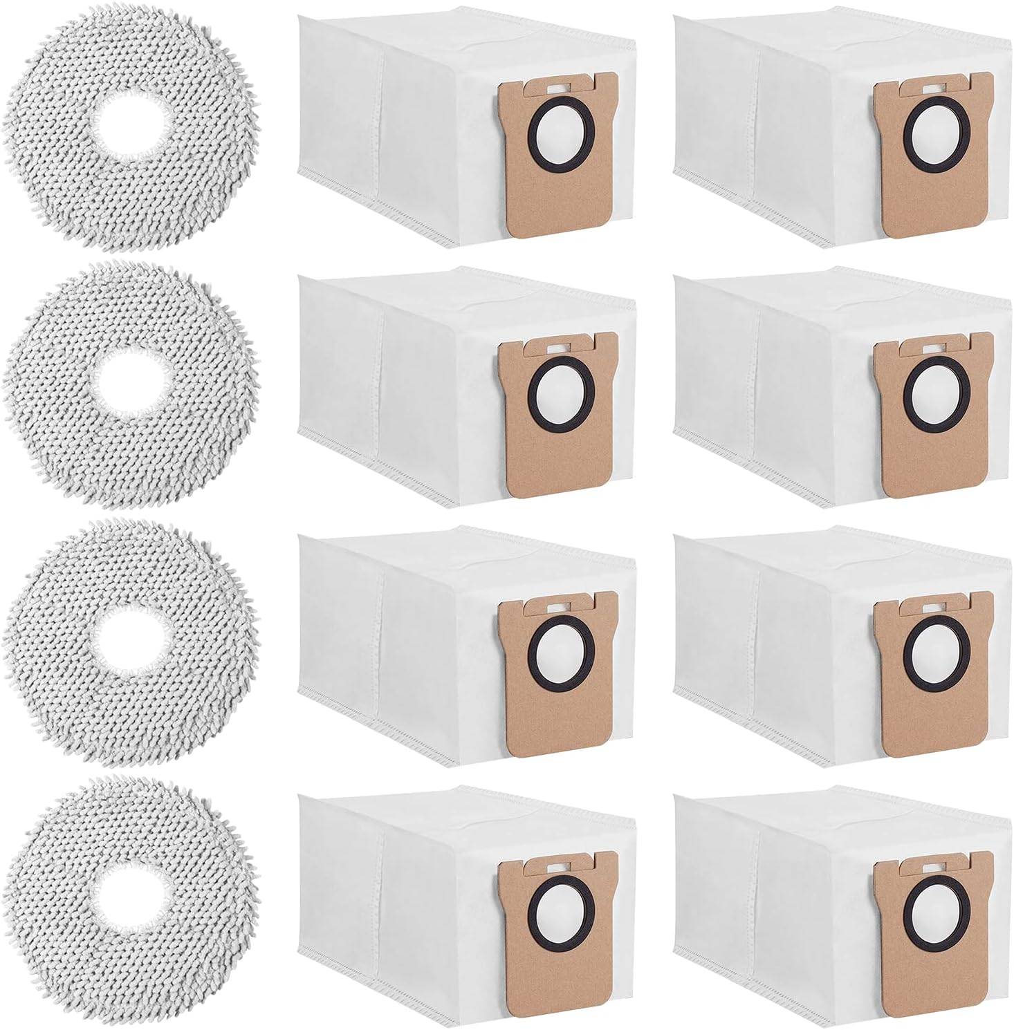 Ersatzzubehör-Set für Xiaomi X20+/Dreame X40 Ultra Roboterstaubsauger, 8 Staubbeutel, 4 Nasswischpads