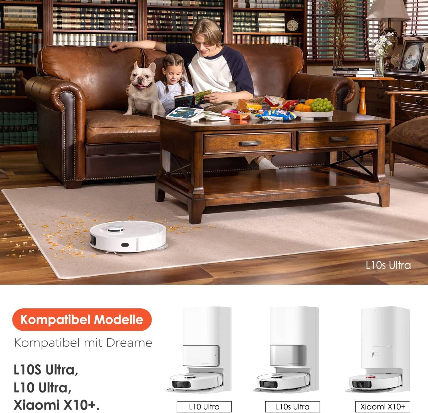 Ersatzzubehör-Set für Xiaomi X20+/Dreame X40 Ultra Roboterstaubsauger, 8 Staubbeutel, 4 Nasswischpads