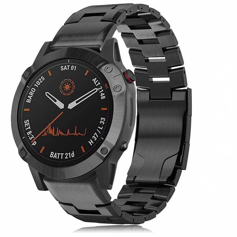 Titan Uhrenarmband für Garmin Fenix 7X/6X/5X - Schnellverschluss, 26mm, Schwarz