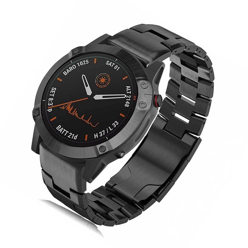 Titan Uhrenarmband für Garmin Fenix 7X/6X/5X - Schnellverschluss, 26mm, Schwarz