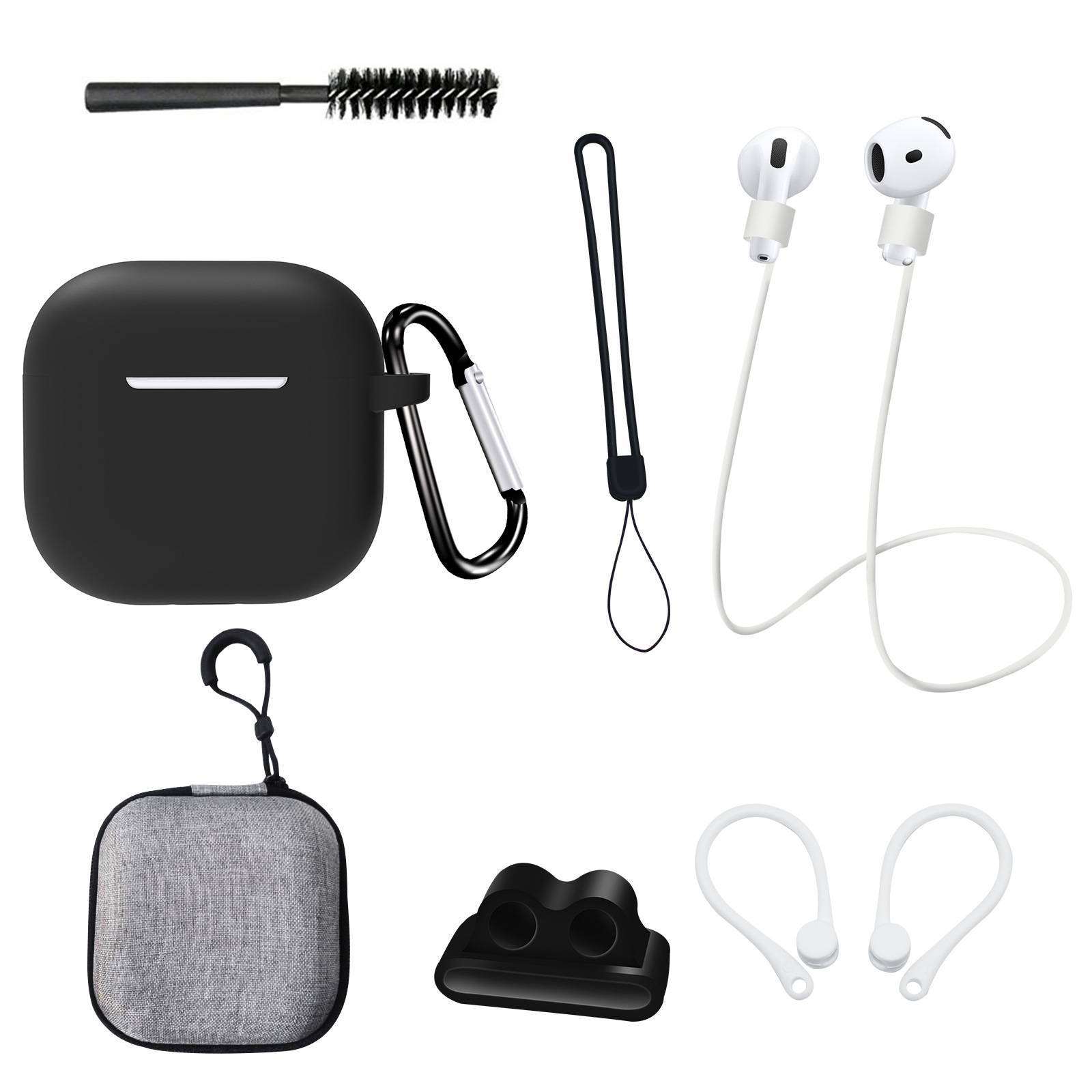 Achtteiliges AirPods 4. Generation Set in Schwarz