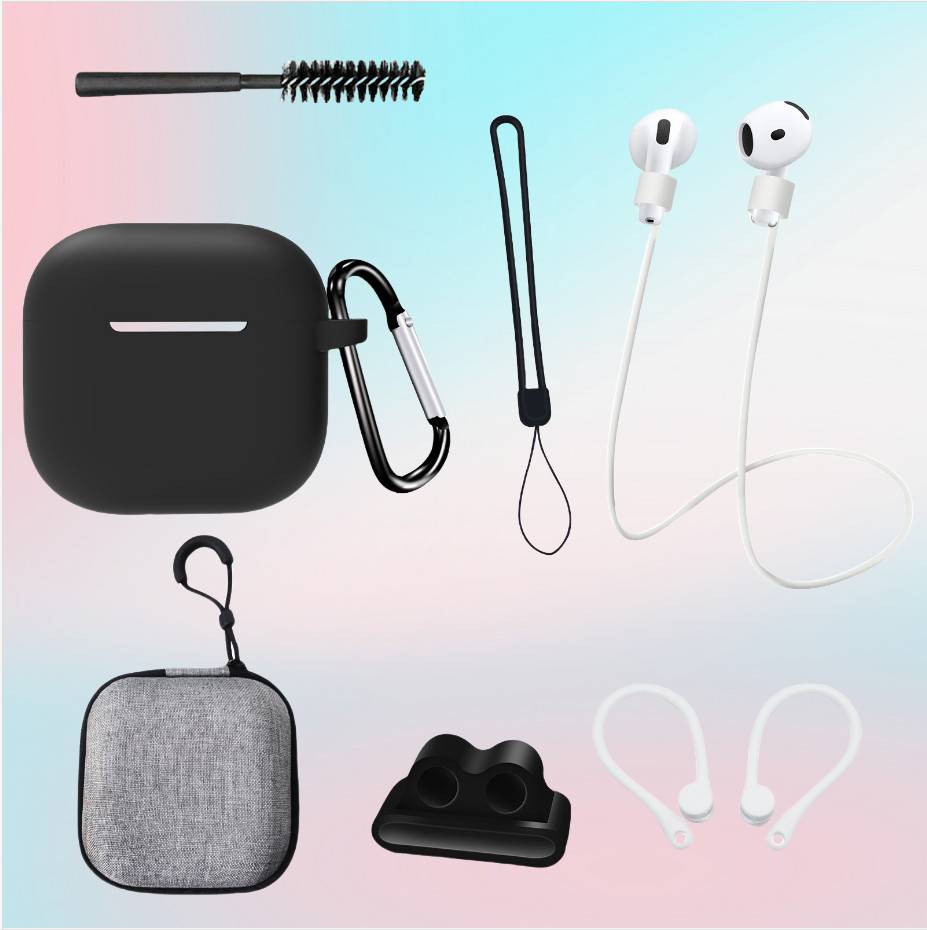Achtteiliges AirPods 4. Generation Set in Schwarz