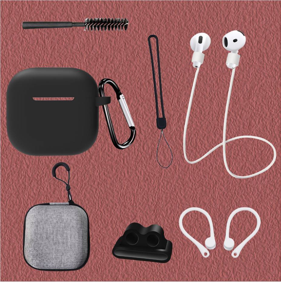 Achtteiliges AirPods 4. Generation Set in Schwarz