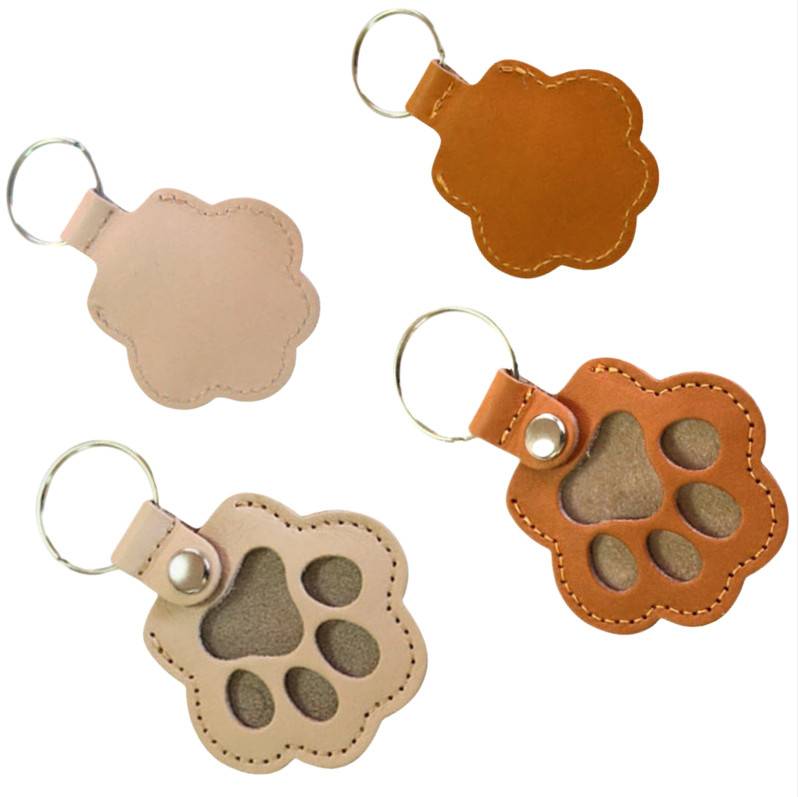 Haustier Gedenkschlüsselanhänger mit Pfotenabdruck Aufbewahrung, 2er Pack