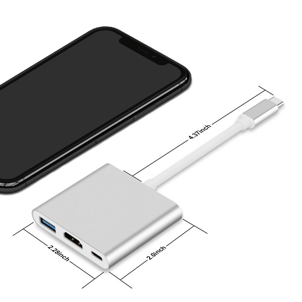 3-in-1 USB-C-Hub mit HDMI, USB 3.0 und PD-Ladung