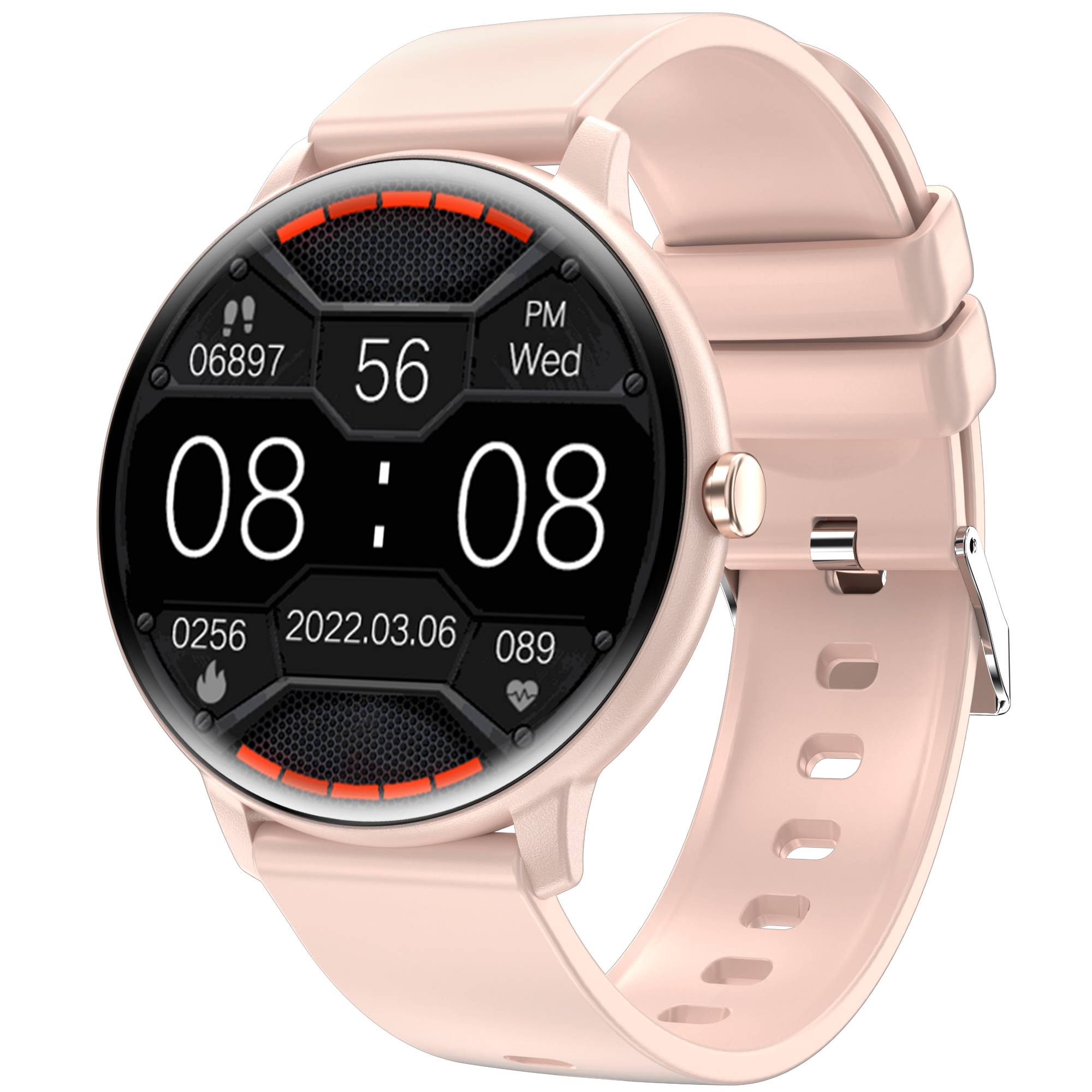 Smartwatch mit Bluetooth-Telefonie, SpO2- und Herzfrequenzmessung, 1.39 inch Rund-TFT, 210mAh Akku, Magnetisches Laden - JYouPro App kompatibel mit
