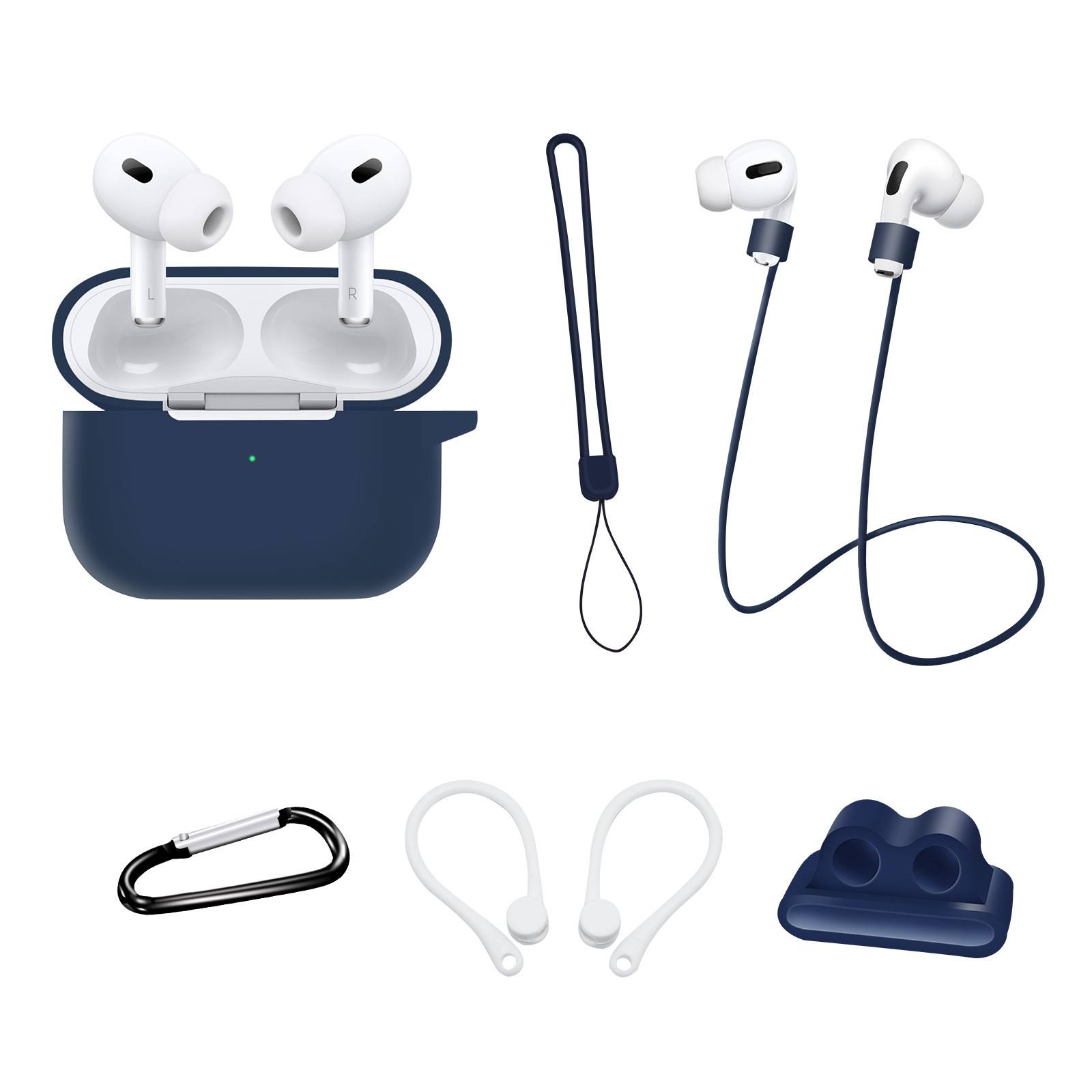6-teiliges Airpods Pro 2 Zubehörset - Dunkelblau