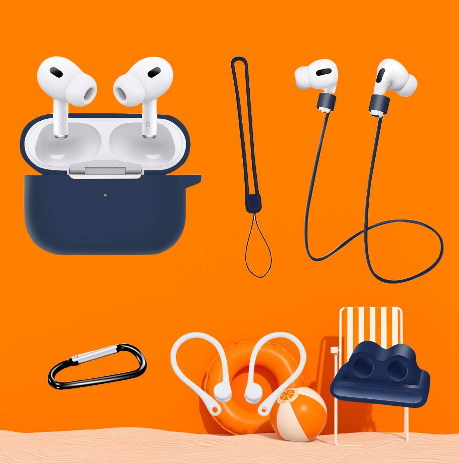 6-teiliges Airpods Pro 2 Zubehörset - Dunkelblau