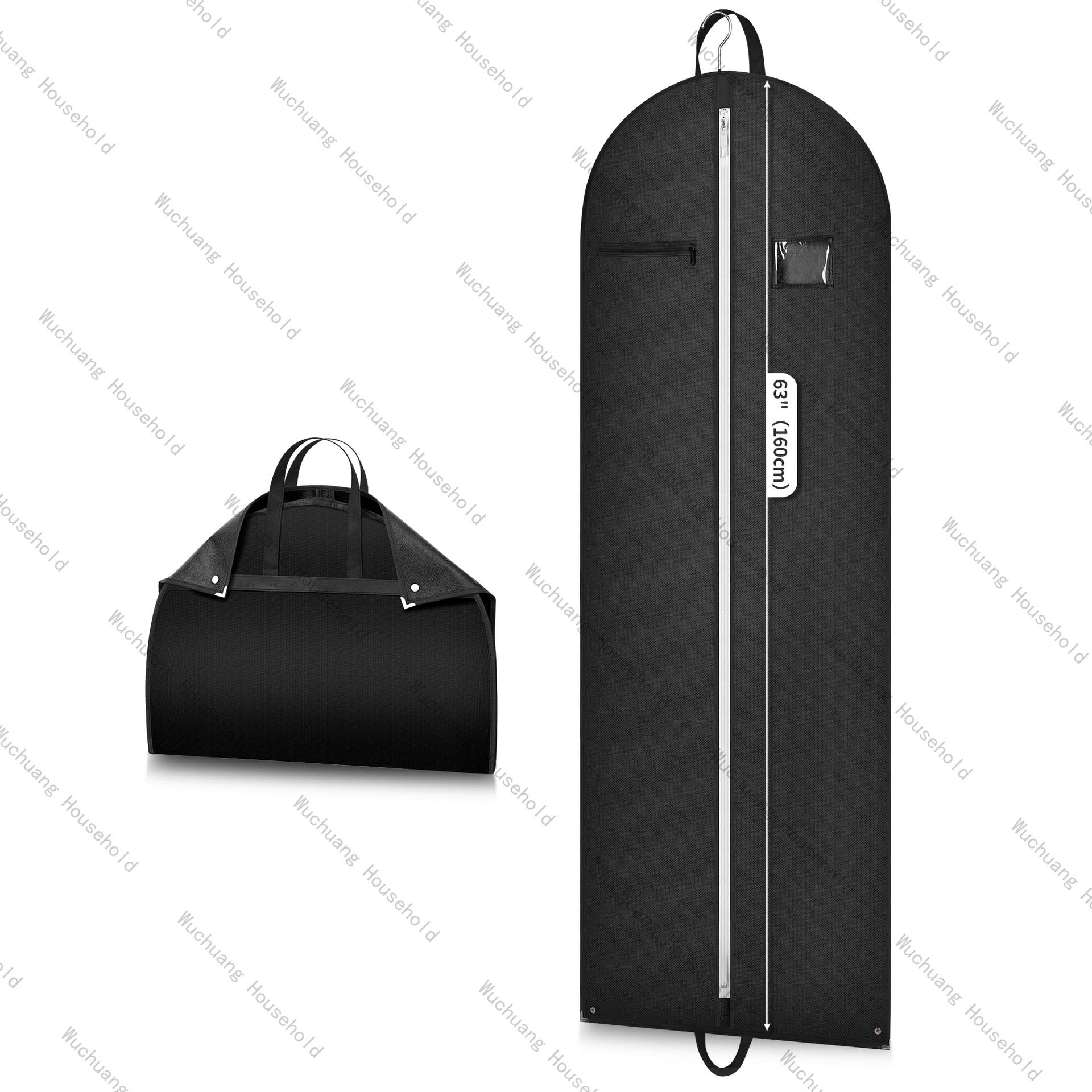 Premium-Kleidersack, atmungsaktive Kleiderschutzhülle für die Aufbewahrung im Schrank Black M