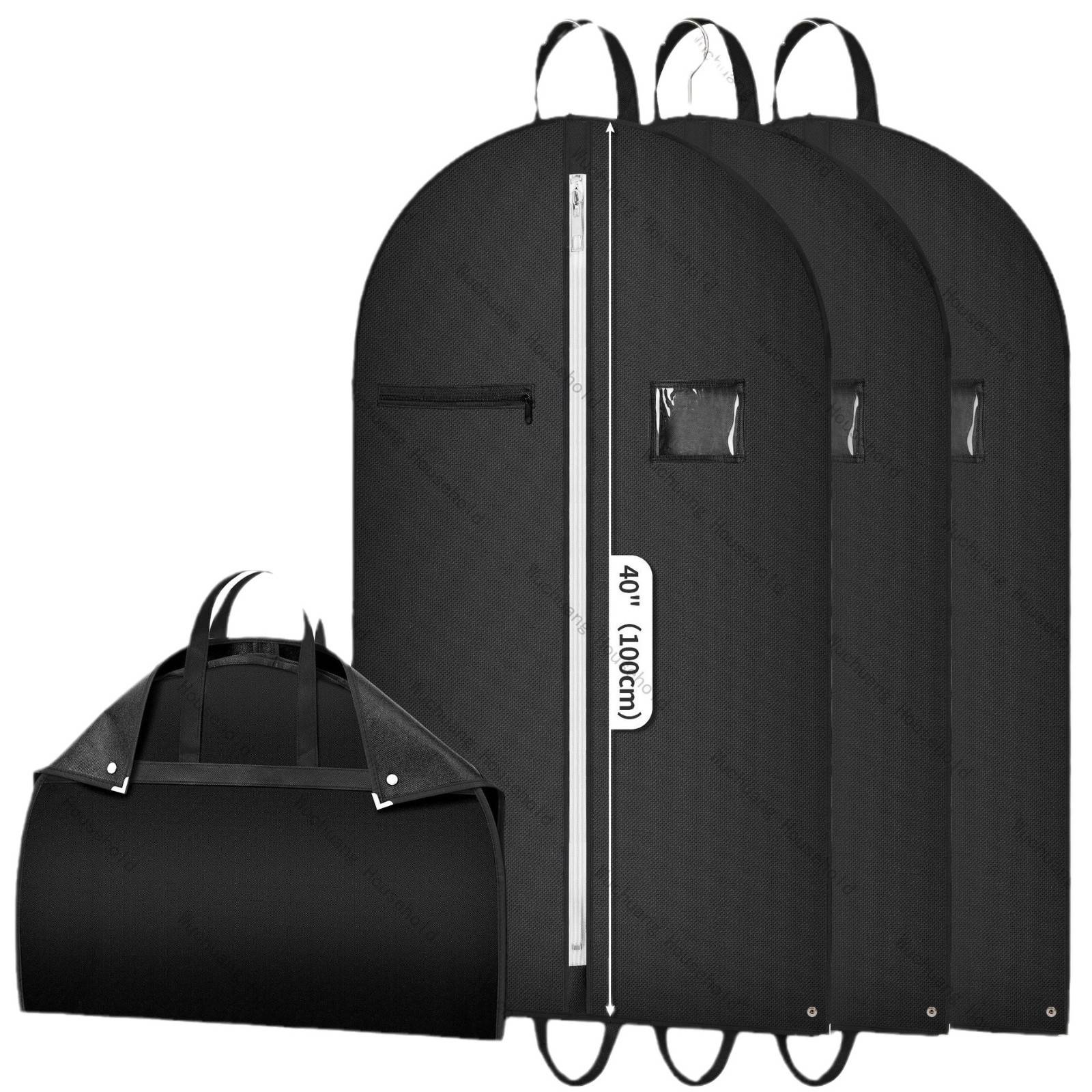 Premium-Kleidersack, atmungsaktive Kleiderschutzhülle für die Aufbewahrung im Schrank Black M