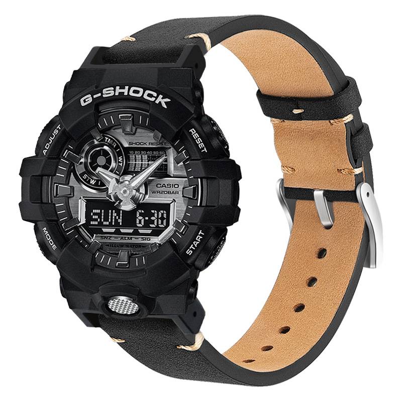 Echtes Lederarmband für Casio G-SHOCK DW-5600/GWB5600/GA-2100 Black Modell 1