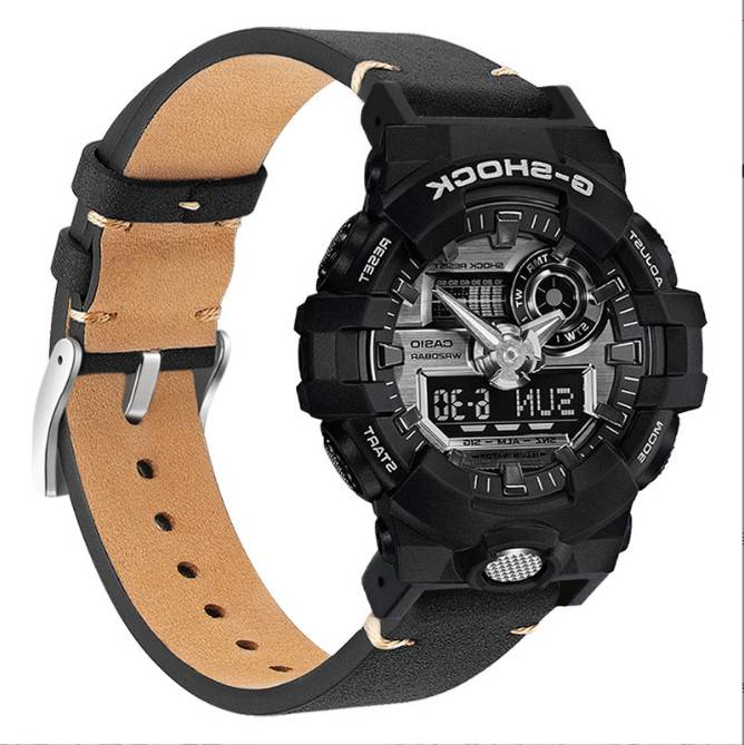 Echtes Lederarmband für Casio G-SHOCK DW-5600/GWB5600/GA-2100 Black Modell 1