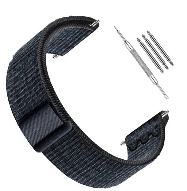 Garmin kompatibles Nylon-Uhrenarmband 22mm - Forerunner 245/255/265M Black+Blue