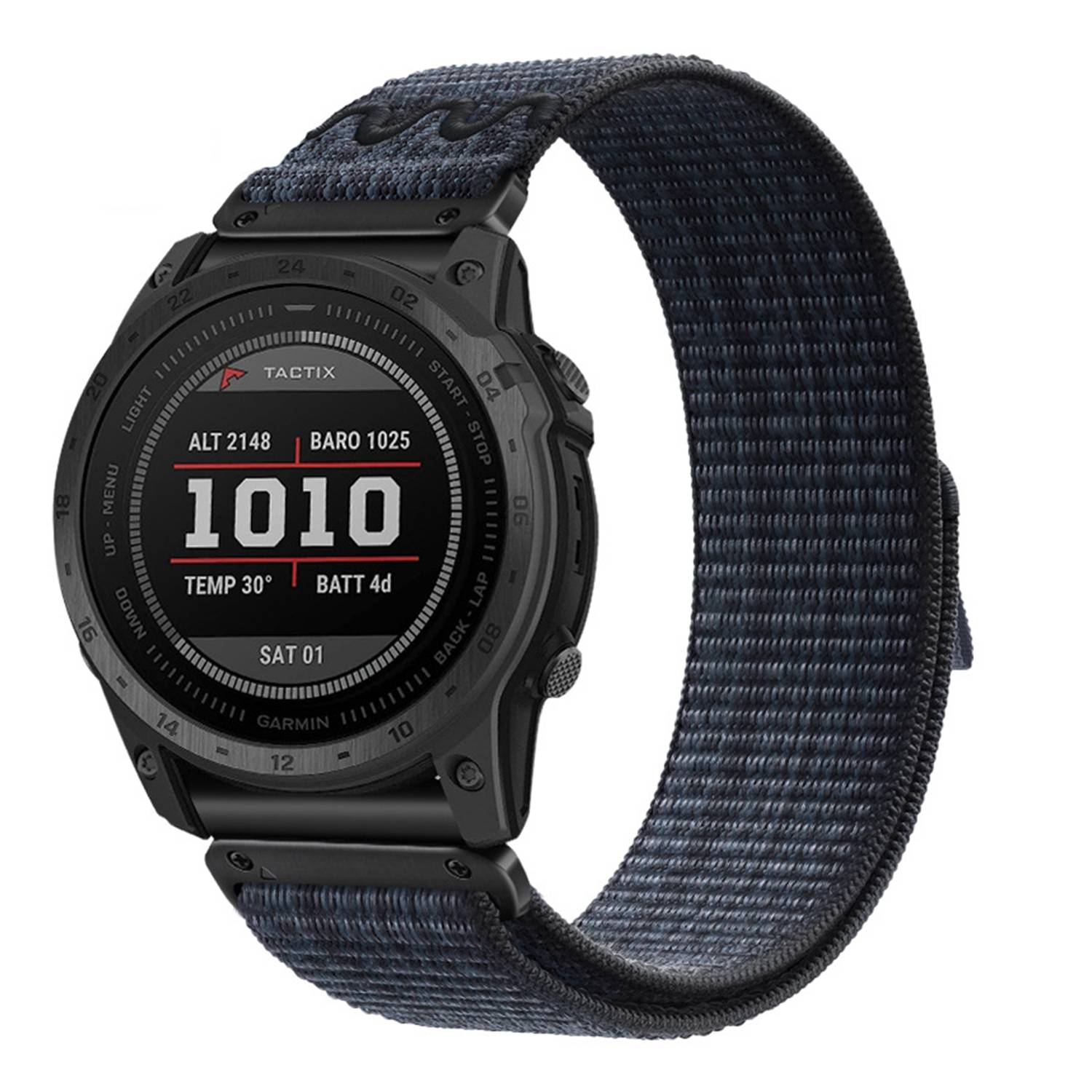 Garmin kompatibles Nylon-Uhrenarmband 22mm - Forerunner 245/255/265M Black+Blue