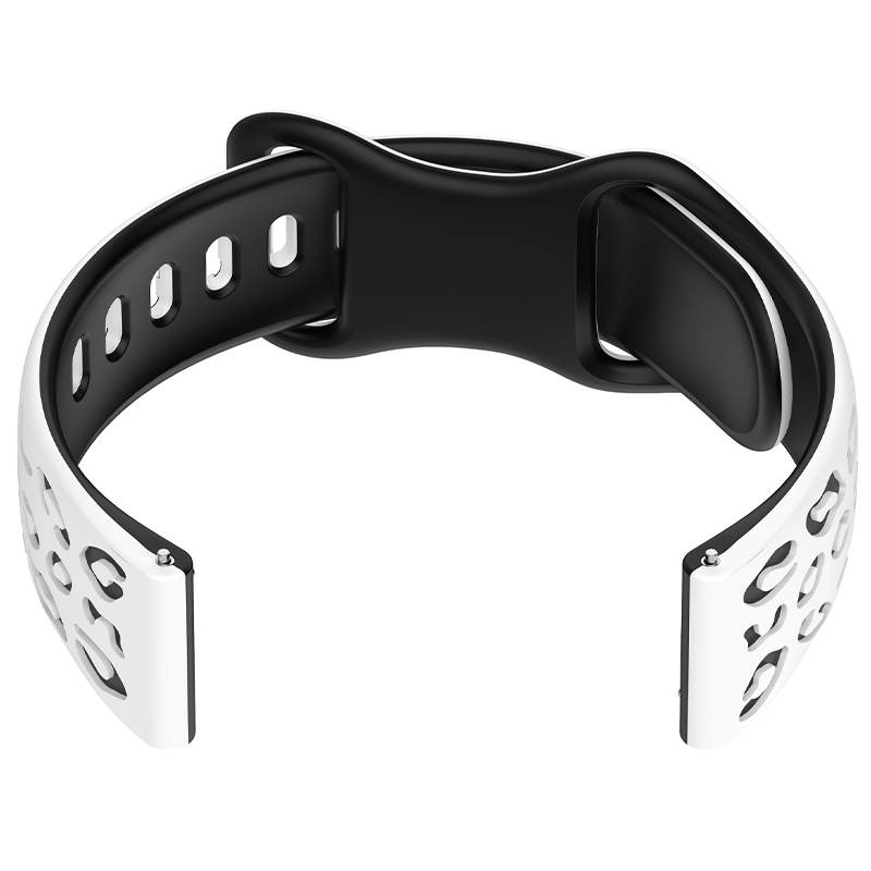 Zweifarbiges Silikon-Uhrenarmband für Huawei GT4/5, Samsung, Garmin White+Black 20 mm