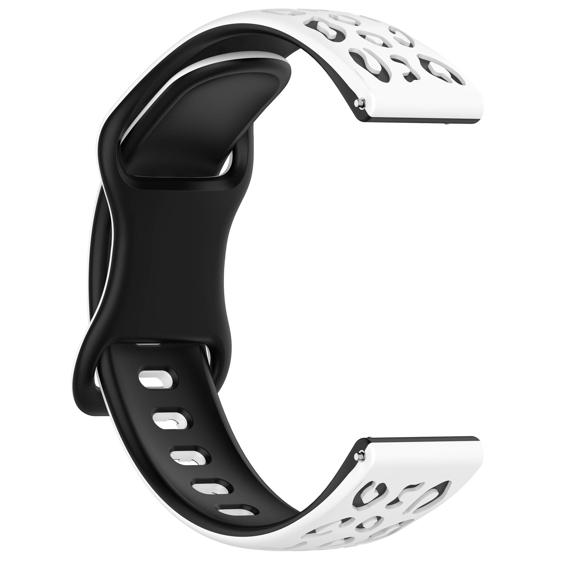 Zweifarbiges Silikon-Uhrenarmband für Huawei GT4/5, Samsung, Garmin White+Black 20 mm
