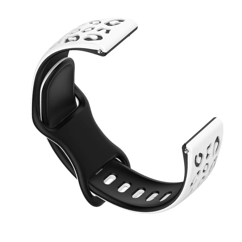 Zweifarbiges Silikon-Uhrenarmband für Huawei GT4/5, Samsung, Garmin White+Black 20 mm