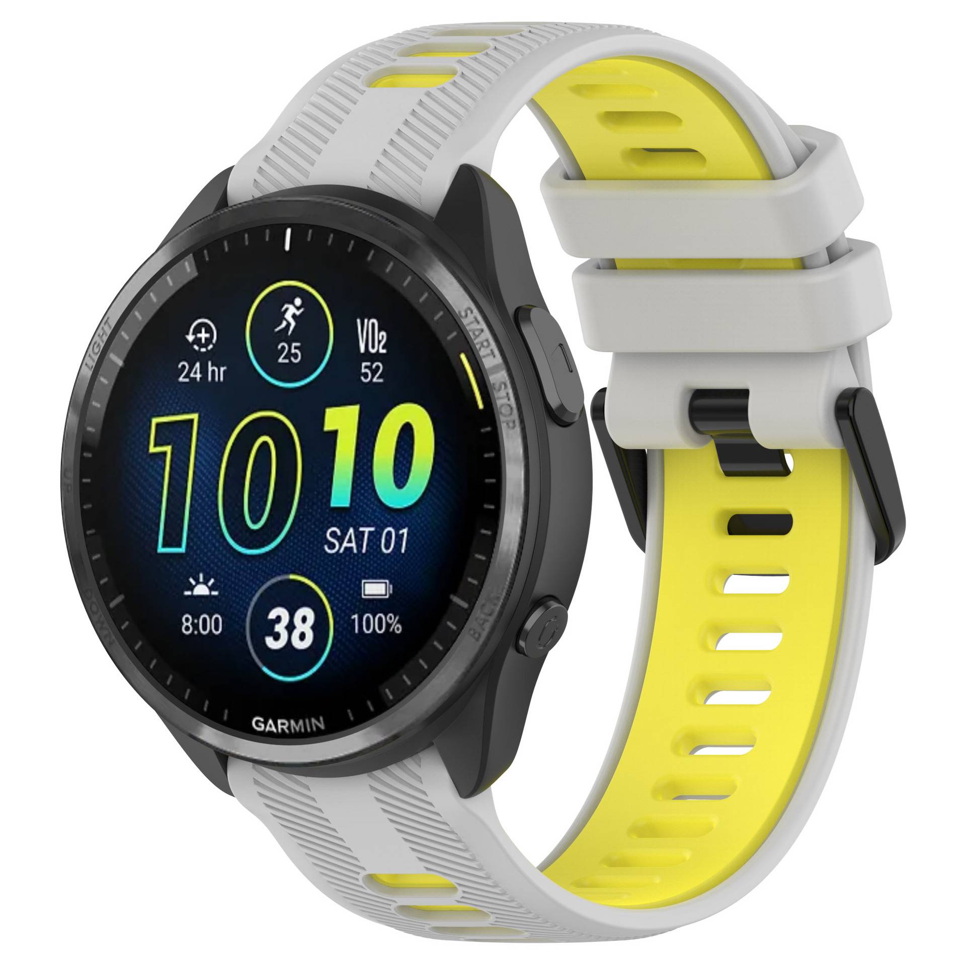 Grau Gelbes Silikon Uhrenarmband für Garmin Forerunner 965