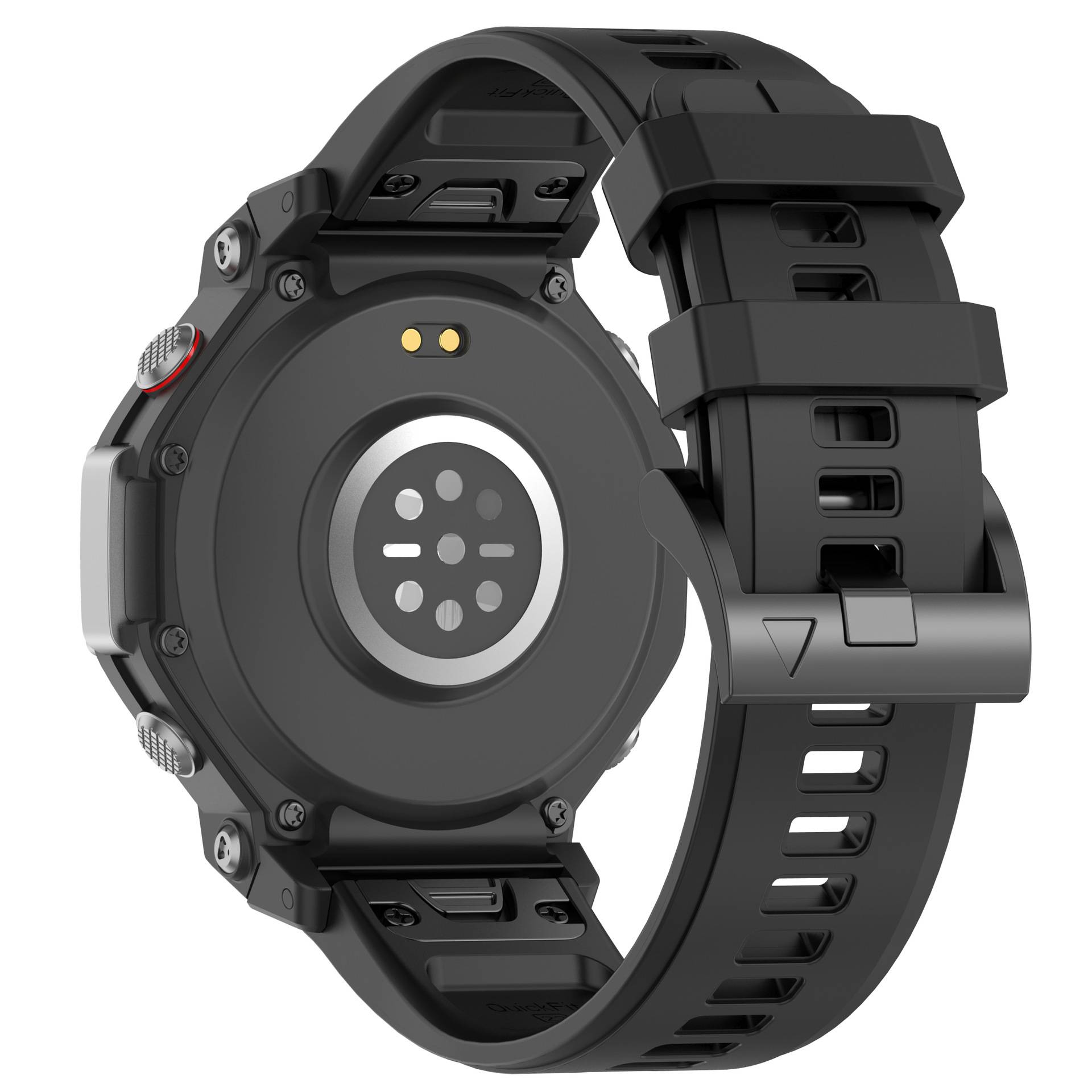 Verdicktes Silikon-Uhrenarmband mit Schnalle für Amazfit T-Rex 2/3 - Schwarz