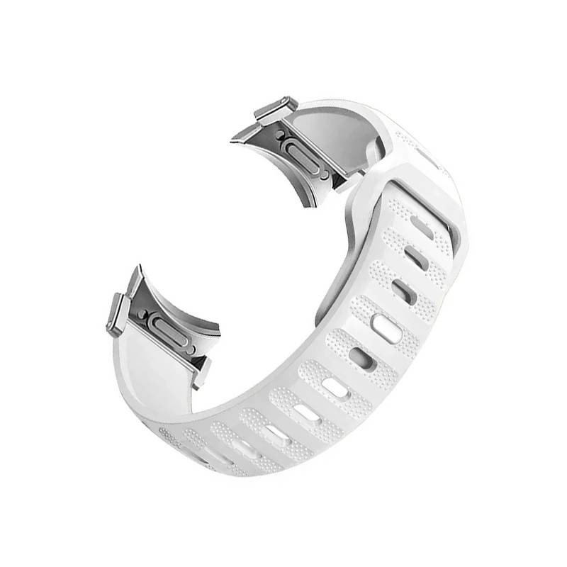 Galaxy Watch 6/5/4 Armband - Silikon-Uhrenarmband mit Schnellverschluss Silver+White