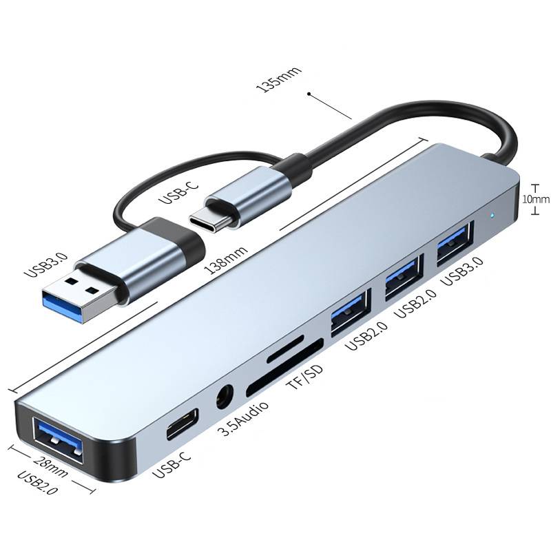 8-in-1 Typ-C Hub Adapter für Laptops - Modell 2218TU