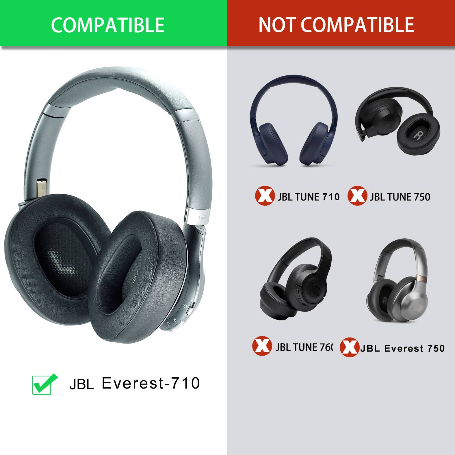 Ersatz-Ohrpolster für JBL Everest 710 - Titanfarbe (2er-Pack)