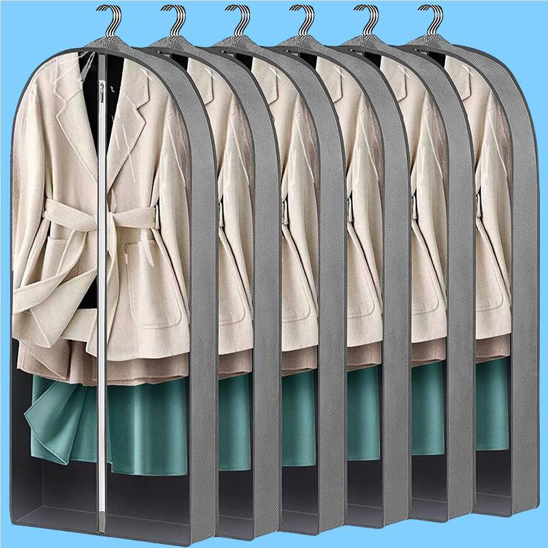 Atmungsaktiver Kleidersack, Kleiderschutz für den Kleiderschrank Grey L