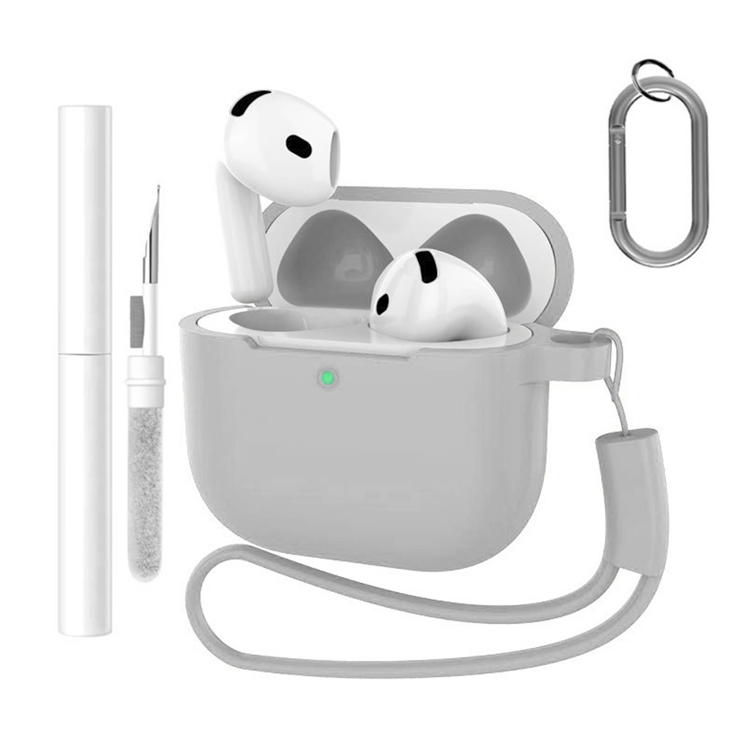 AirPods-Etui mit Schlüsselanhänger und Zubehör Grey AirPods 4 Flach